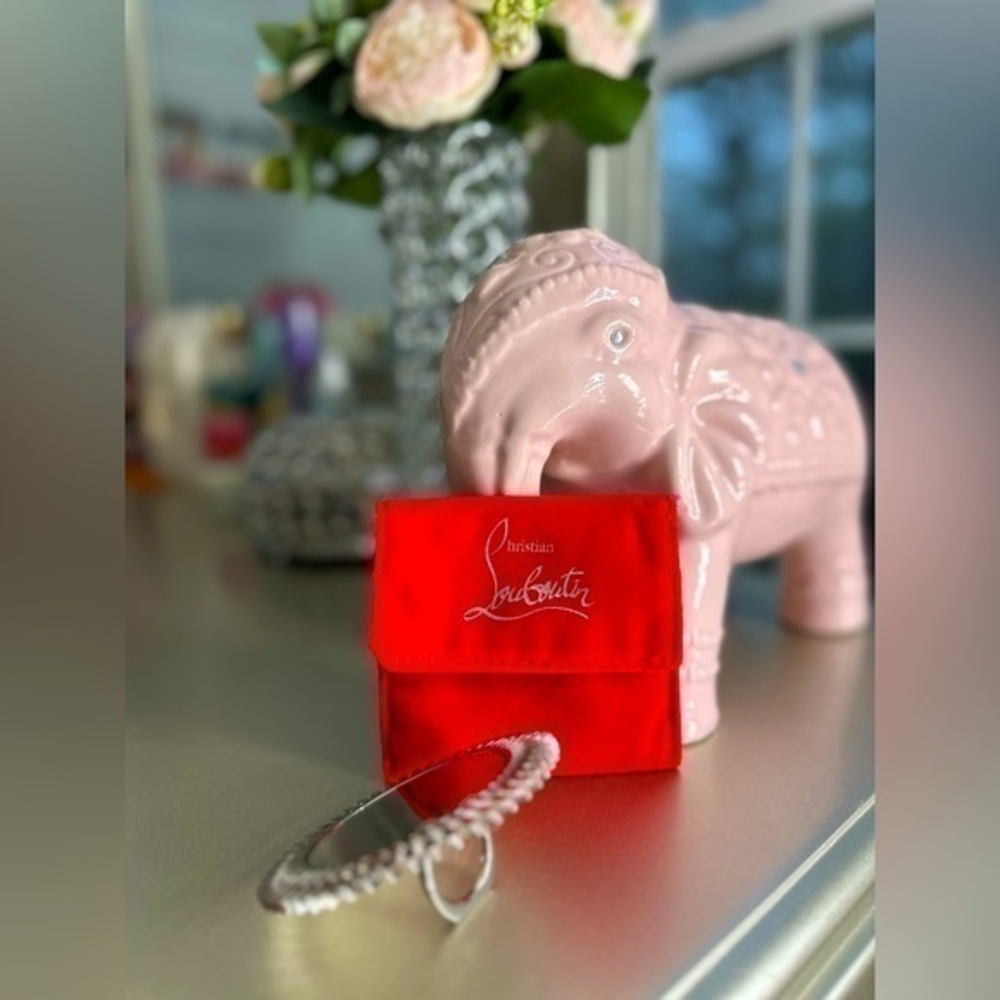 Christian Louboutin Red Signature Silver Sun Handheld Mirror